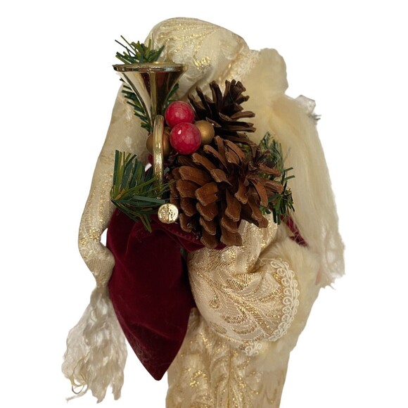 Christmas Santa Claus Doll 16” tall Gold & White Standing Presents Tree Topper - Picture 8 of 12